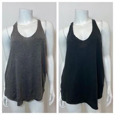 NWT Raquel Allegra Basic Tanks LOT OF TWO in Grey/Black Size 2/3 $115 ea - Image 1 of 4