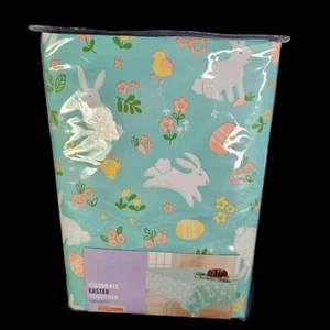 Easter Oblong Tablecloth 60 x 102 Floral Bunny Eggs Chicks Vinyl Holiday New - Picture 1 of 9