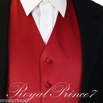 Rojo Fuego Nuevo Hombres Sólido Clásico Formal Esmoquin Traje Chaleco Boda Fiesta Foto 1 de 4