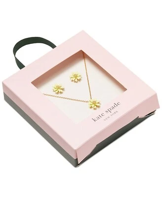 New Authentic Kate Spade Into The Bloom Flower Stud Earrings Pendant Set Yellow - Image 1 of 4
