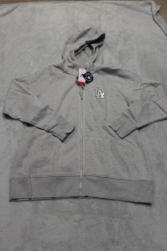 NWT Antigua Women's XL Los Angeles Dodgers Gray Victory Full-Zip Hoodie - Image 1 of 4