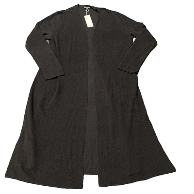 Cárdigan Eileen Fisher Negro Lino Orgánico Talla Grande Plumero Cápsula de Vacaciones Nuevo con Etiquetas Foto 1 de 4