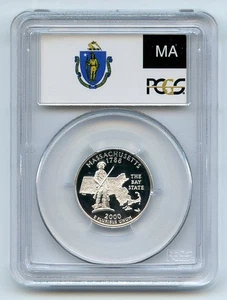 2000 S 25C Silver Massachusetts Quarter PCGS PR70DCAM - Picture 1 of 2