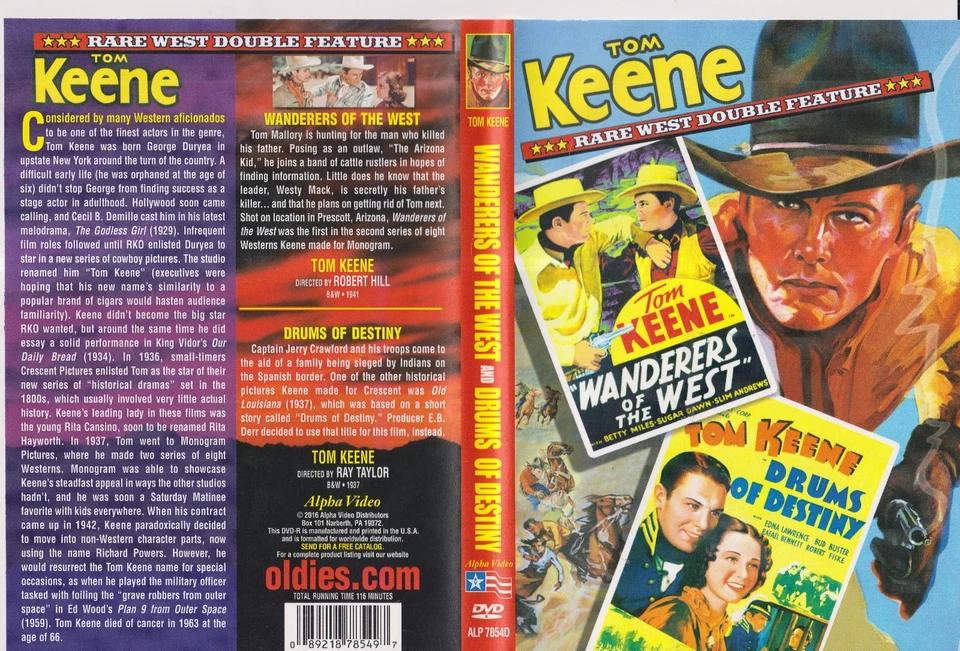 Tom Keene Double Feature: Wanderers of the West / Drums of Destiny (DVD, 1937) - Image 1 of 1