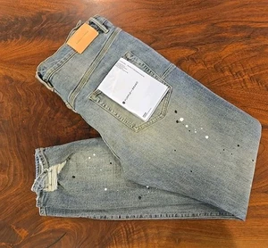 NWT Purple Brand Jeans Men’s Black Paint Splatter Slim Fit Ripped 34 X 32 New - Picture 1 of 2