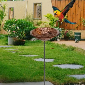 Iron Birdbath Food Water Bowl Hummingbird Balcony Lawn Gift Bird Feeder Tray - Picture 1 of 5