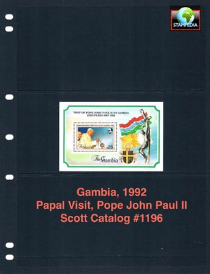 $7.00 Scott Value - 1993 GAMBIA Visita Papal s/s Papa Juan Pablo II CV MNH NH UMM Foto 1 de 4
