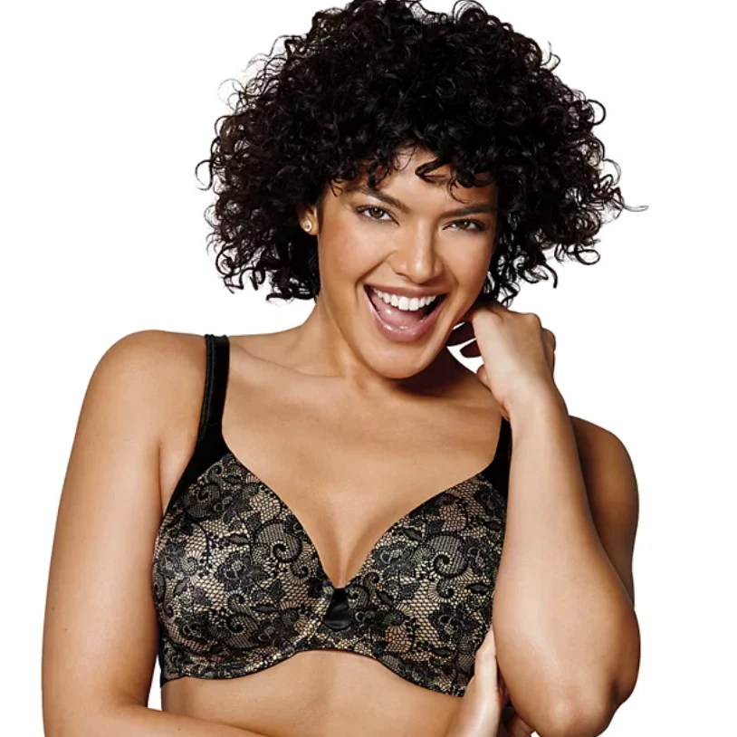 44d Playtex Love My Curves Smooth Concealing Petals Bra Black 4848