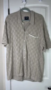 Abercrombie Fitch Strick Karo Struktur Polo Herren XL hellbraun Knopfleiste Preppy Coast - Bild 1 von 11