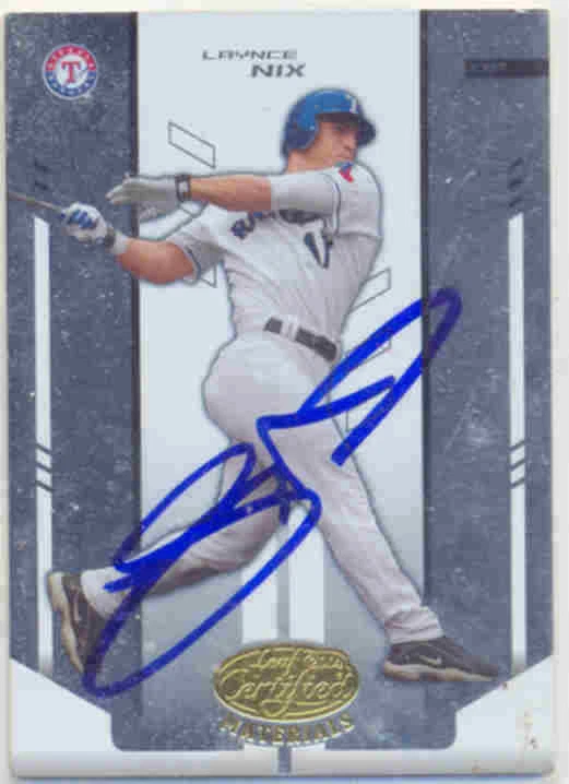 LAYNCE NIX TEXAS RANGERS SIGNED 2004 CARD NATIONALS REDS PHILADELPHIA PHILLIES - Image 1 of 1