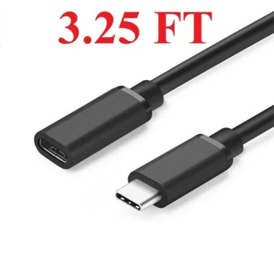 NEW Type C USB 3.1 Male to USB-C Female Extension Data Cable Cord Black - Image 1 of 4
