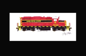 Florida Central GP9RM #7030 11""x17"" estampado enmarañado firmado por Andy Fletcher - Imagen 1 de 1