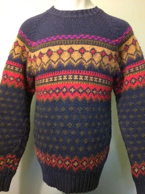 Suéter De Colección Años 90 Tommy Hilfiger Lana Algodón Para Hombres M Invierno Fiesta Esquí Azul Rojo Dorado Foto 1 de 4