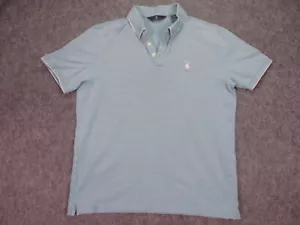 Camicia da uomo Hart Schaffner Marx grande cotone blu spandex stretch golf casual - Foto 1 di 13