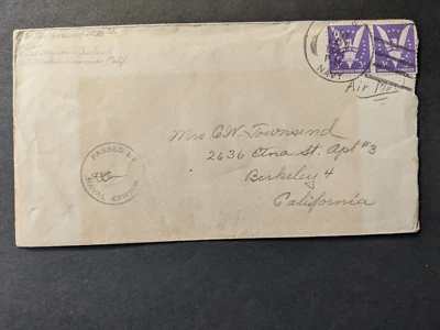 USS MARCUS ISLAND CVE-77 1944 Censored WWII Naval Cover Sailor's Mail - Image 1 of 2
