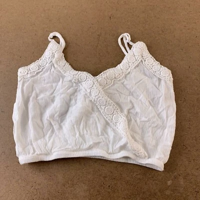 Blusa Dividida H&M Para Mujer Corta Imitación Envolvente Top Blanco Correa de Espagueti Cuello en V 0 Nueva Foto 1 de 4