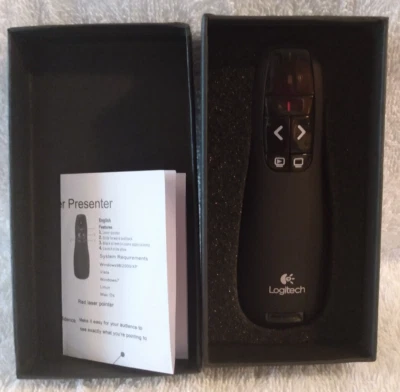NEW Wireless Laser Presentation Pointer USB Logitech R400 Presenter Black - Image 1 of 4