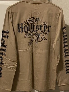 Hollister Men’s X-Large Size Light Brown Long Sleeve Crewneck Graphic Tee - Picture 1 of 12