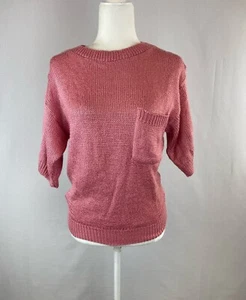 Women’s Short Sleeve Vintage Lightweight Pullover Acrylic Sweater Top Garland US - Picture 1 of 11