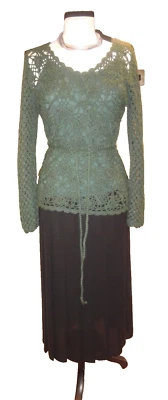 Designer @ BHS Teal Hand-Knitted Wool Blend Wrap Style Jumper & Belt Size 10🌺🌺 - Image 1 of 4