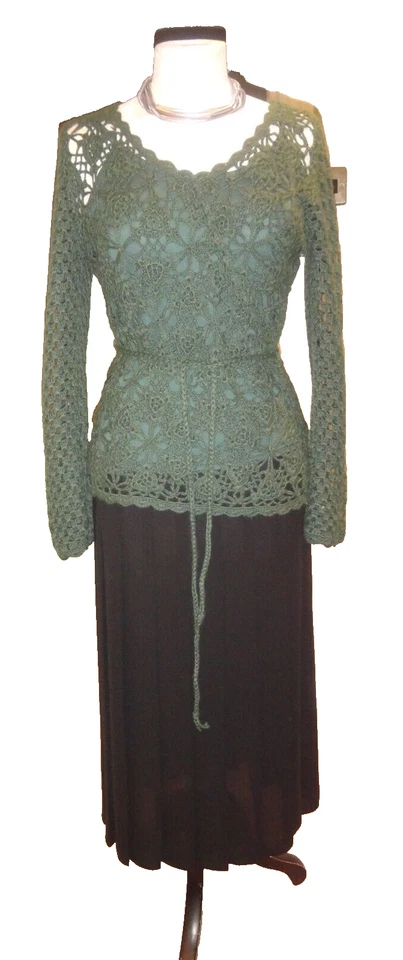 Designer @ BHS Teal Hand-Knitted Wool Blend Wrap Style Jumper & Belt Size 10🌺🌺 - Image 1 of 4