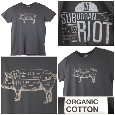 Pig Pork Butcher Diagram Mens Medium (40 in Chest) Dark Gray Organic Cotton Tee - Image 1 of 4