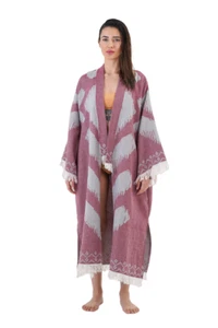 LUXURY COTTON BATH ROBE WOMEN NİGHTWEAR TOWELLING DRESSING GOWN TERRY TOWEL SOFT - Picture 1 of 5