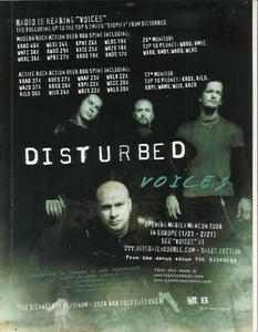 Disturbed 2001 Ad-  Voices Advertisement KRAD KRDJ KPNT WAAF KUFO KNDO WFNZ WJJO - Picture 1 of 1