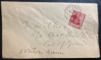 1915 Порт Спейн Тринидад Тобаго Обложка Первого Дня FDC Местный Sc#B2 Красный Крест - Изображение 1 из 2