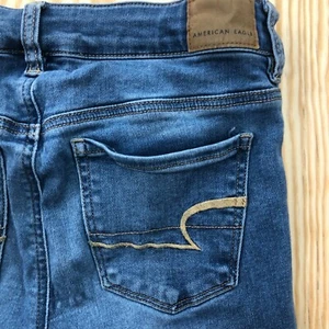 American Eagle Girls 4 Reg Blue Low Rise Denim Pants Distressed Stretch - Picture 1 of 12