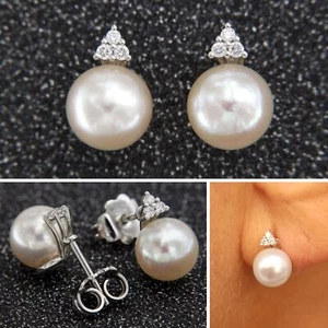 Orecchini in ORO Bianco 18 kt 750 con PERLE Vere di Mare e DIAMANTI da per Donna - Foto 1 di 10
