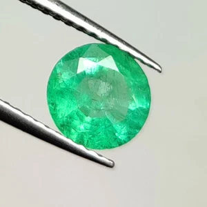 1,14 ct - natürlicher Smaragd guter Glanz Edelstein Rundschliff Sambisch - 6770 - Bild 1 von 2