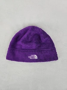 The North Face Girls Dark Purple Fleece Denali Beanie Hat One Size Kids - Picture 1 of 4