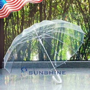 46" Full Size Large Clear Plastic Dome Bubble Rain Umbrella Wedding Party Favor - Picture 1 of 12