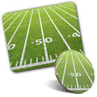 1 Mouse Mat & 1 Round Coaster American Football Field Pitch Sports #50083