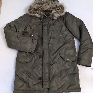 J Crew Women's Sm Military Green Winter Parka N3B Sherpa Faux Fur Snorkel Hood - Picture 1 of 1