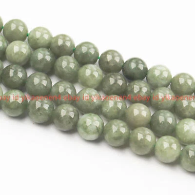 Beautiful Natural 6/8/10/12mm A Green Jade Gemstone Round Loose Beads 15''Strand - Image 1 of 4