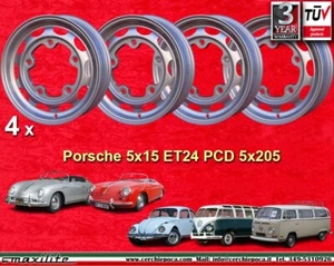 4 cerchi 5x15 ET24 5x205 Porsche 356 AB VW Beetle Karmann Ghia Bus T1 T2a wheels - Imagen 1 de 21