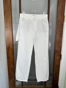 Vince Pants Womens 12 White Linen Blend Pockets High Waist Straight Leg Trouser - Picture 1 of 9
