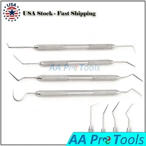 4 Pcs Teeth Cleaning Explore Hook Pick Probe Dental Pick Hygiene Steel PR-428 - Picture 1 of 2