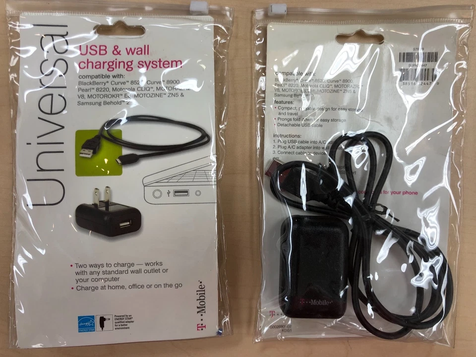 T-Mobile Branded Universal Micro USB Home Charger in Black 4FT Cable - Image 1 of 1