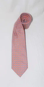 Neiman Marcus Men's 100% Silk Necktie Geometric Design Orange-Multi 3" x 59" NWT - Picture 1 of 12