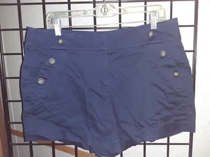 WHITE HOUSE BLACK MARKET Navy Blue Button Accented Shorts Size 14 - Picture 1 of 5