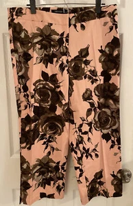 Karen Kane NWT Capri Pant Size 14 Pink/Brown Floral New $138 - Picture 1 of 6