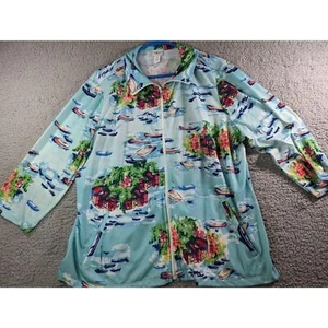 Weekends By Chicos Jacket Womens Chicos Size 3 / XL Blue Full Zip Cardigan - Picture 1 of 8