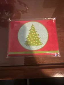 Michaels Jolly Holiday Glittered Christmas Tree Holiday 6 Note Cards & Envelopes - Picture 1 of 2