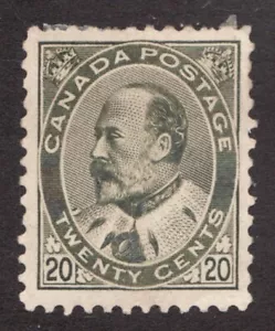 1904 Canada Sc# 94i - 20¢ KEVII - Mint, hinge remaining, short perfs. Cv$750 usd - Picture 1 of 1