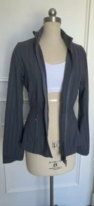 LULULEMON Jacket Dark Grey Pinstripe Can 10 Aus 14 - Picture 1 of 15