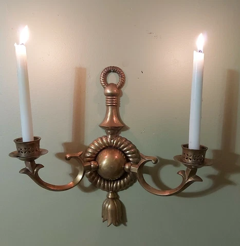 Vintage Decorative Crafts Inc Brass Candelabra Wall Sconce Candle Holder Cover