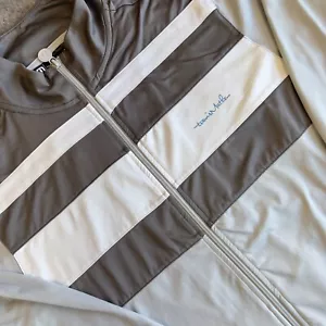 Chaqueta Travis Mathew Para Hombre Gris Medio Blanco Cremallera Completa Manga Larga Pista - Imagen 1 de 10